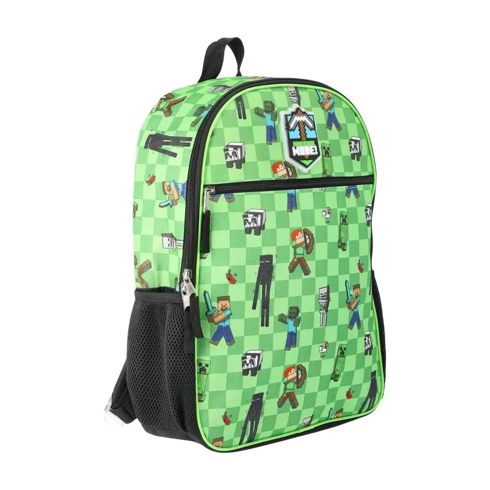 Minecraft 16in Backpack Green School Laptop Bag Gaming Kids 16